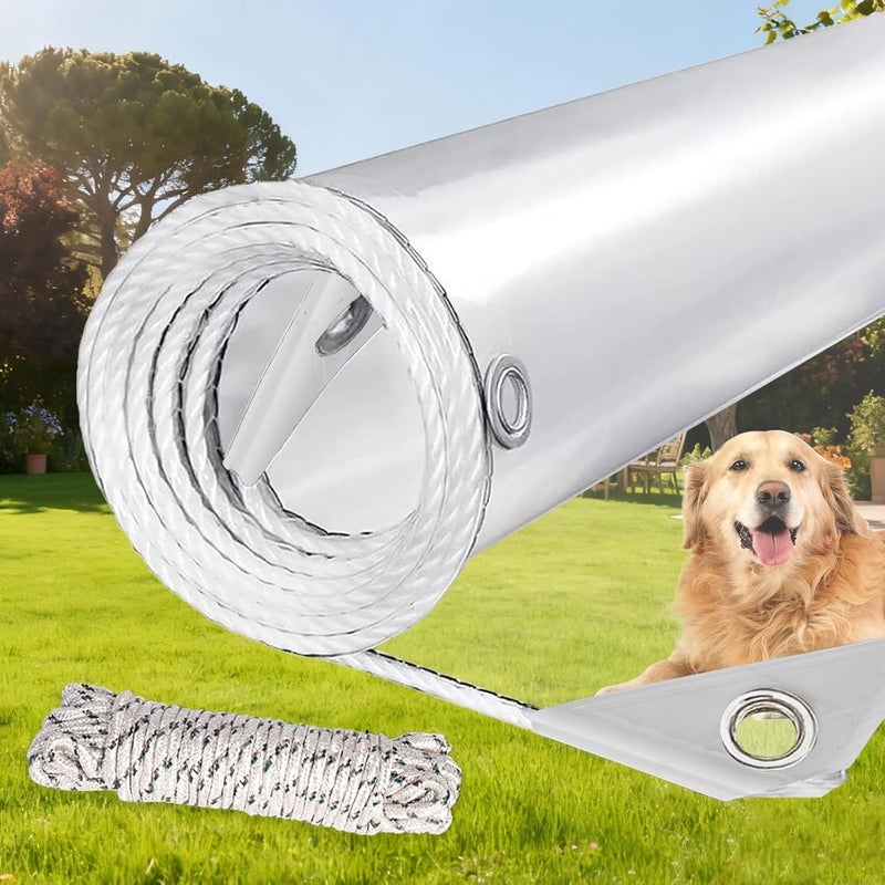 LC&QS Clear Tarps Heavy Duty PVC, Transparent Tarp Durable Waterproof Dustproof Windproof, Tarpaulin with Grommets & Ropes for Greenhouse, Patio, Garden, Pavilion, Chicken, Porch, Outdoor (3.3' x 8.2') - Image 1